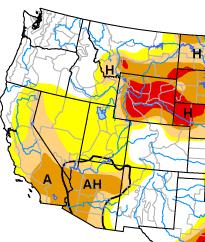 U.S. Drought Monitor conditions as of 3/13/07 According to the National Drought Monitor on March 15, 2007, drought intensity status has decreased slightly for northern and eastern Wyoming from D3