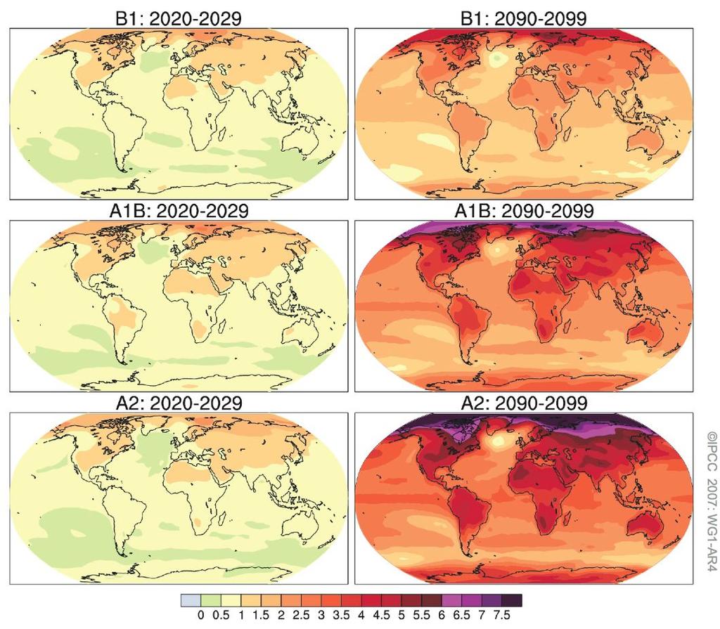 Projections of Future Changes in Climate Projected warming in 21st century expected to be greatest over