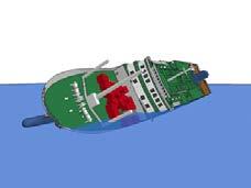 Volume under the ship surface could be estimated using cargo shifting simulation and hydrostatic characteristic program calculation at every rolling