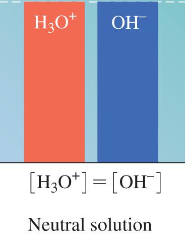 but equal quantities of H 3 O + and OH ions.