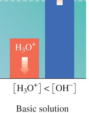 Basic Solutions Adding a base to pure water, increases the [OH ], decreases the [H 3 O + ],