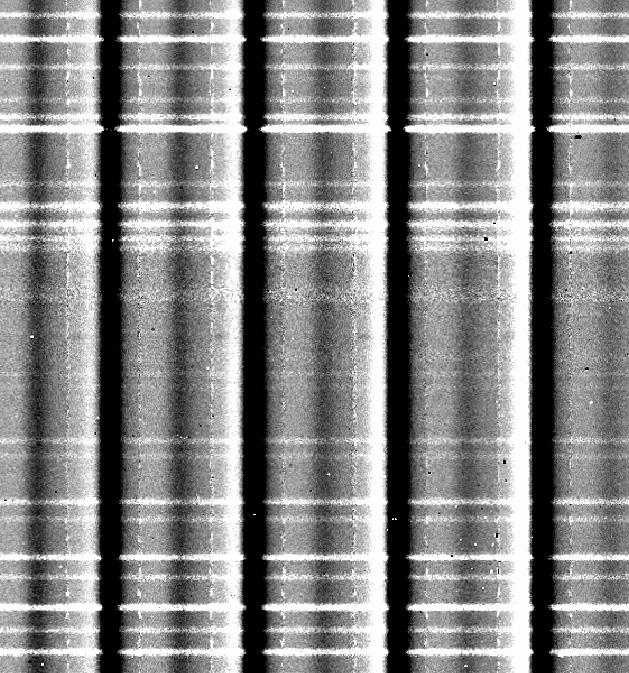 The second panel shows the reduced difference image after wavelength calibration.
