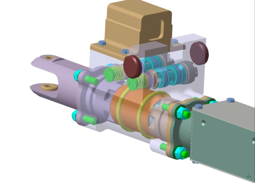 Fig. 2 Servoactuator Main blocks of the SAS system Rotary transducer for converting the rotation displacement into analog electrical signal Rudder bar Kinematics linkage of the direction control Load