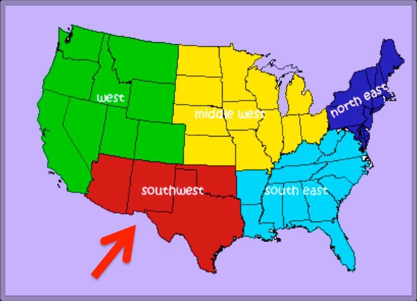 Southwest Region Geographical Features: A wide-open area of mostly deserts, mountains, plateaus, and