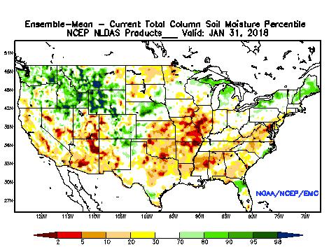 Soil Moisture Anomaly (mm) Soil Moisture Percentile Figure 6. NOAA NLDAS Soil Moisture Anomaly (mm) and Soil Moisture Percentile. Source: NOAA NLDAS Drought Monitor Soil Moisture. http://www.emc.ncep.