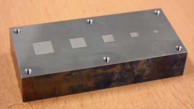 5 and 3 mm have been used as top sheet. The top sheets can be fixed to the underlying block by counter-sunk screws.