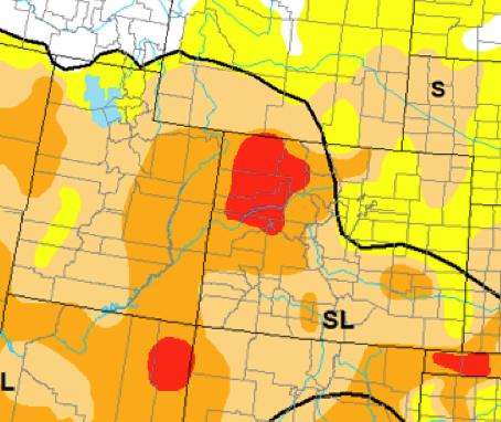 Drought and Water Discussion D1 D3 D1 D2 D3 D2 D3 D1 Drought categories and their associated perceneles Fig. 9: June 5 th release of U.S. Drought Monitor for the UCRB.