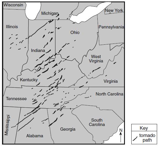 Explain why all the tornadoes moved toward the northeast. 2.
