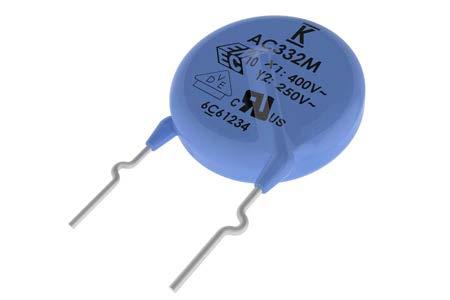 Safety Standard Recognized, 900 Series, Encapsulated, AC Type, X 400 VAC/Y2 250 VAC (Industrial Grade) Overview KEMET s 900 series encapsulated radial leaded ceramic disc capacitors are specifically