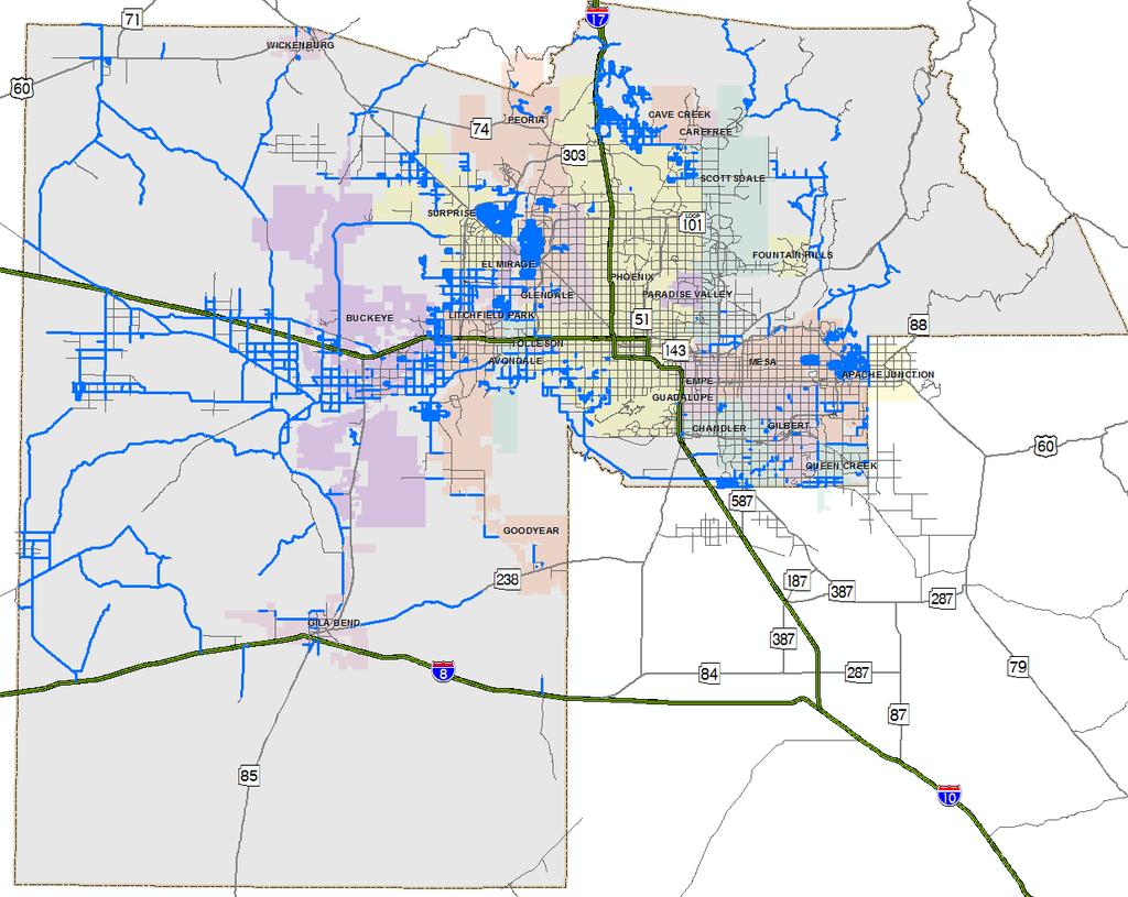 About Maricopa County DOT MCDOT maintains over 2,400 miles of roads Only roads in unincorporated county Some roads