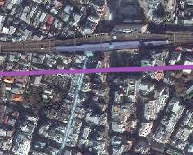 For example, the main railway line may be switched on. Tick the Chuo railway line box. These other layers will help you to find your way around the satellite image.