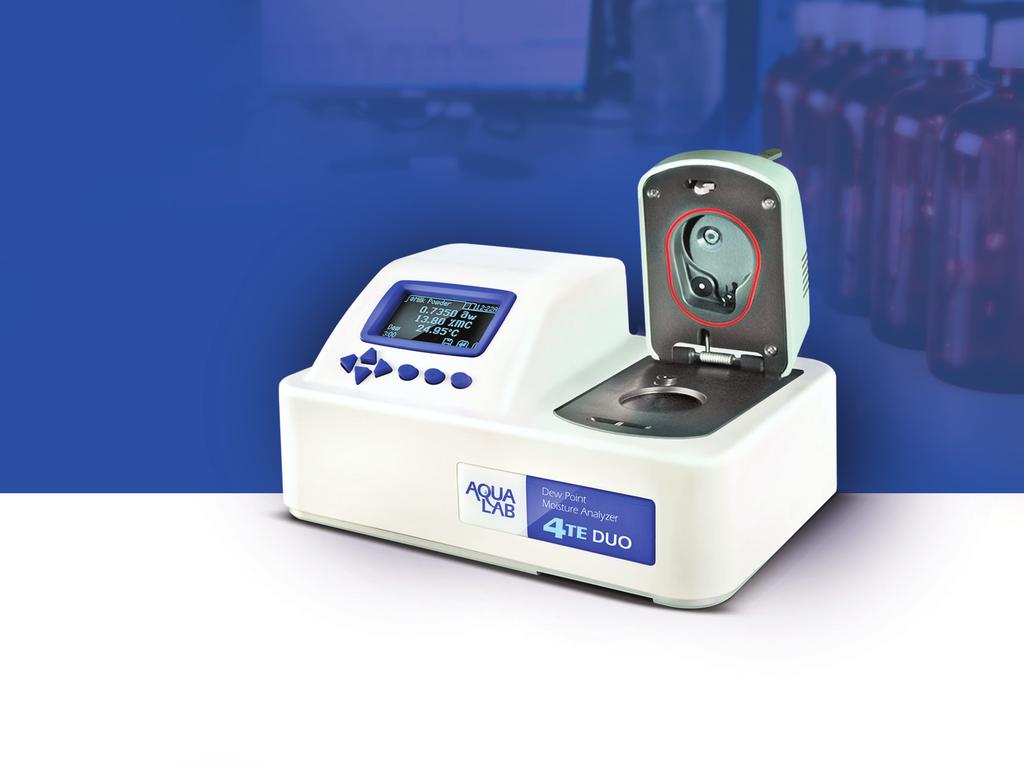The AquaLab 4TE DUO uses the dewpoint method to measure moisture content and water activity with the same instrument.