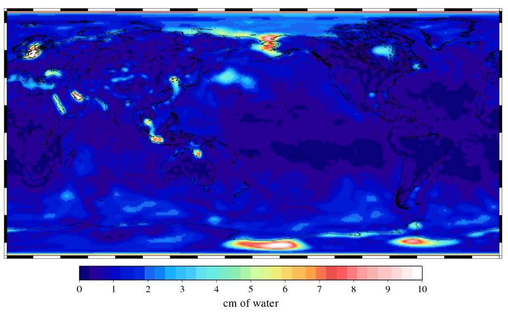 Errors in the atmospheric, oceanic, and tidal models have a spatial dependence due to limitations in the availability and quality of the data that is used to form the models.