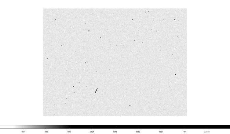In this scope, a real CCD image acquired with the telescope infrastructure available from BITNET- CCSS was selected (Figure 11) and was regenerated using the simulator (Figure 12).