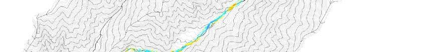 0m 950m3 /s Approximately 81,000m3 Approximately 129,000m3 Approximately 104,000 m3 Topographic changes before and after the debris flow in 2004 Occurring section Occurring section