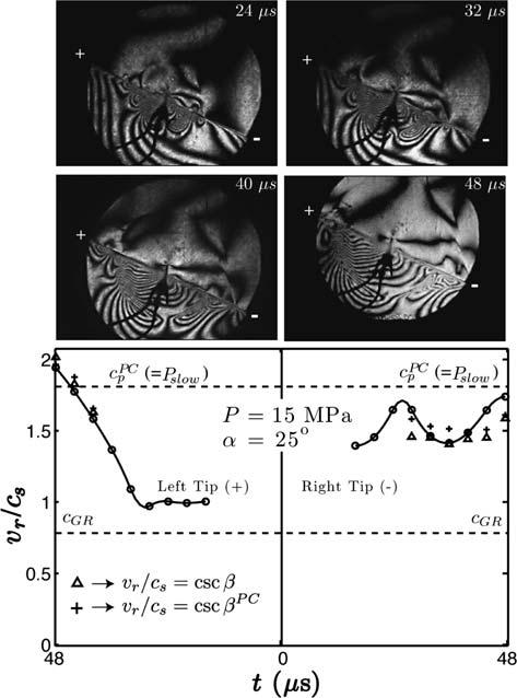 Vol. 166, 2009 Effects of Off-fault Damage 1639 Figure 10 Dynamic rupture on the interface between undamaged Homalite and undamaged polycarbonate plates.