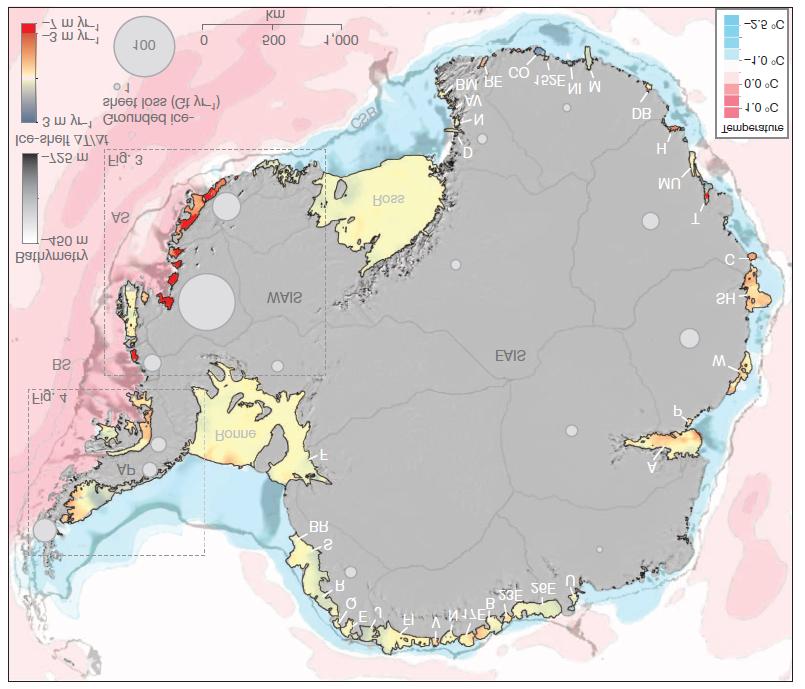 Antarctic ice-sheet loss driven by basal melting of ice shelves the most profound contemporary changes to