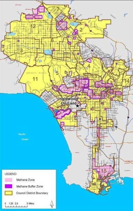 Methane Migration Oil Field is adjacent to City of LA Methane Zone May be included in a County-wide program Methane