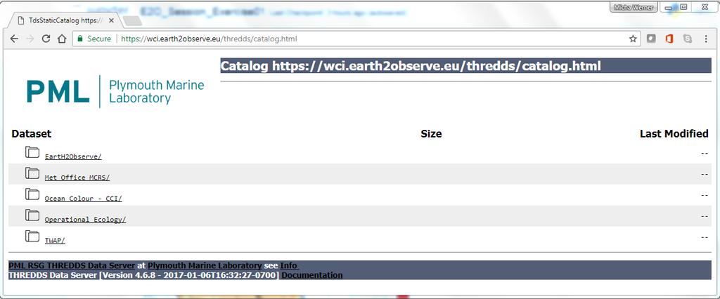 Accessing the EartH2Observe data catalogue and identifying variables of interest In this exercise we will use the same data portal that we used to view the EartH2Observe data in a web browser, but