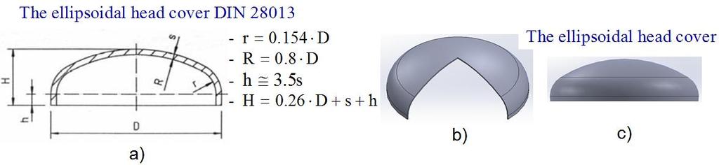 2.3. The optimized design of the cylindrical tank with ellipsoidal head covers The sketch and the parametric model of the ellipsoidal cover are shown in Figure 15.