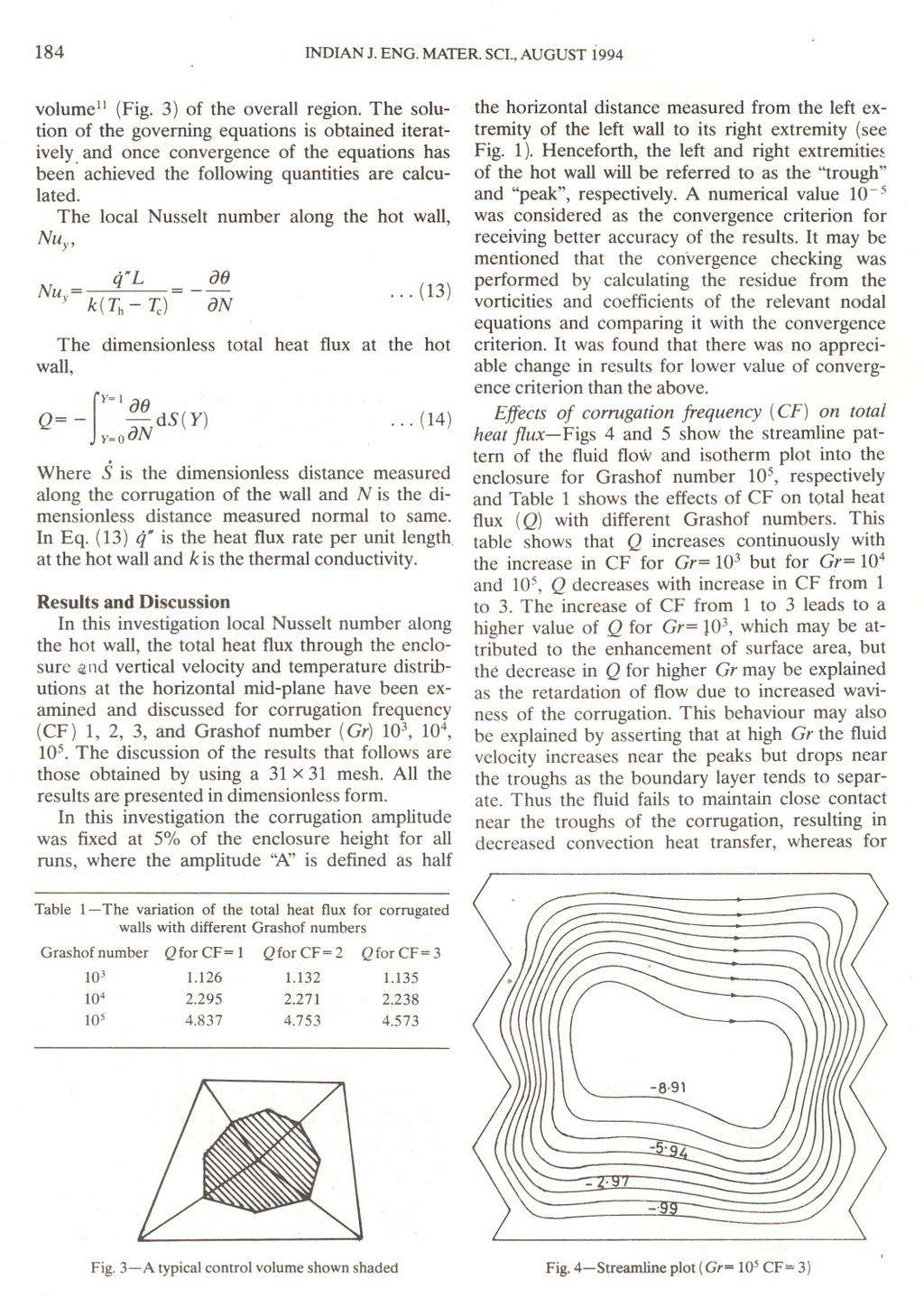 184 INDIAN J. ENG. MATER. SCL, AUGUST 1994 volumell (Fig. 3) of the overall region. The solution of the governing equations is obtained iteratively.