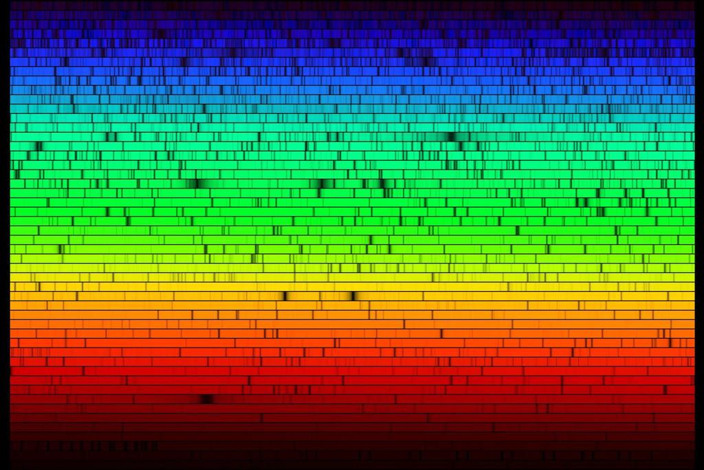 6.1 6. Absorption Lines in Stellar Spectra Fig. 6.1. The sun s spectrum, showing the complex pattern of absorption lines at discrete wavelength or colors.