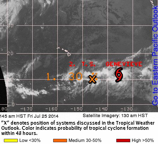Tropical Outlook Central Pacific Disturbance 1 Located 900 miles SE of the Big Island of Hawaii Moving west