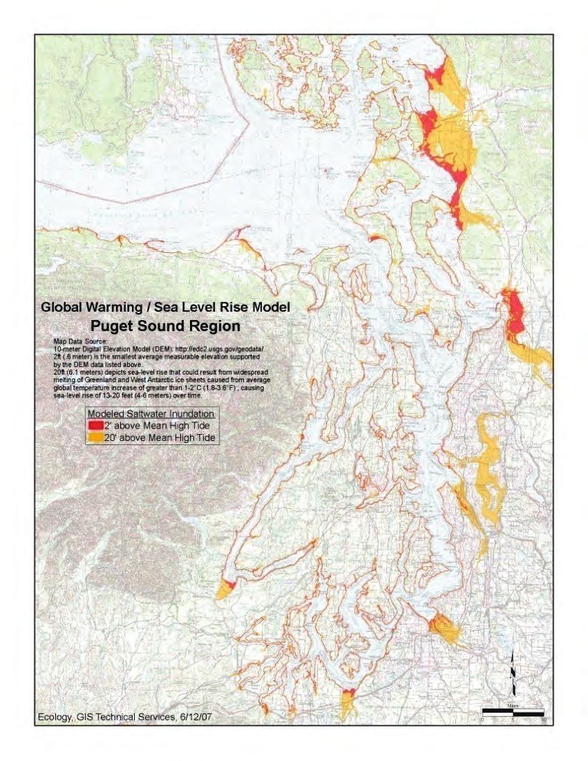 Inundation Maps Emphasize large, low-lying areas, subject to flooding, but tend to miss beaches and steep bluffs subject to erosion and more developed areas subject to severe storm damage.