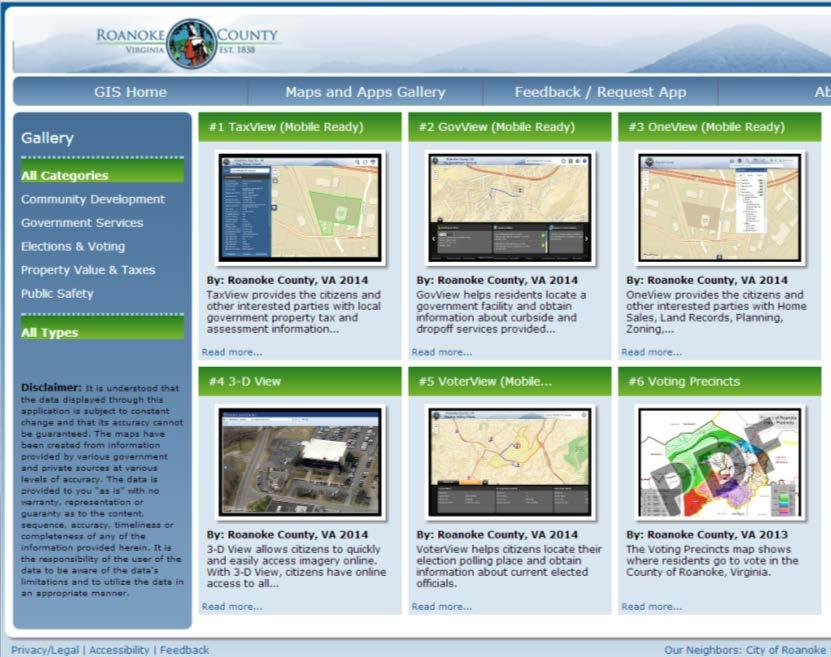 Demo: Maps and Apps Gallery Central location for all map-based services.