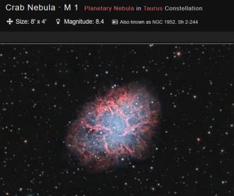 Crab Nebula, or Messier 1, the remnant gas