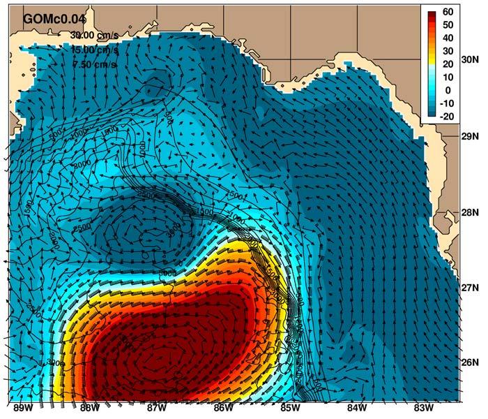 1/25 Nested Gulf of Mexico HYCOM Red=north Blue=south Feb 12, 2001 SSH and