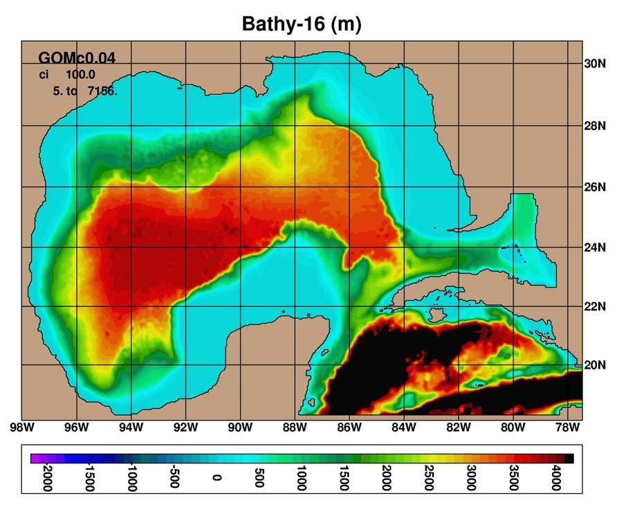 1/25 Gulf of Mexico Model (~4 km) Open boundary locations Method of Characteristics used To update the barotropic