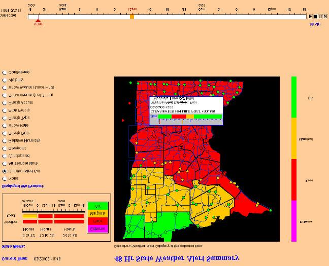 State View: Monitor Wx Conditions From the State View page, the user can select weather (wx) parameters and view the data at points within the State.