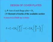 (Refer Slide Time: 20:04) Now, Ap can be written the area of each flange plate which will become B into tp because B is the width of the plate and tp is the thickness of the plate. So, B into tp.
