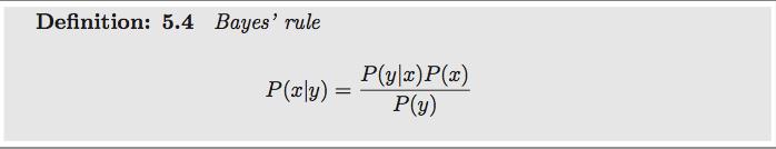 Bayes rule An equation that we derived before for events can also be written