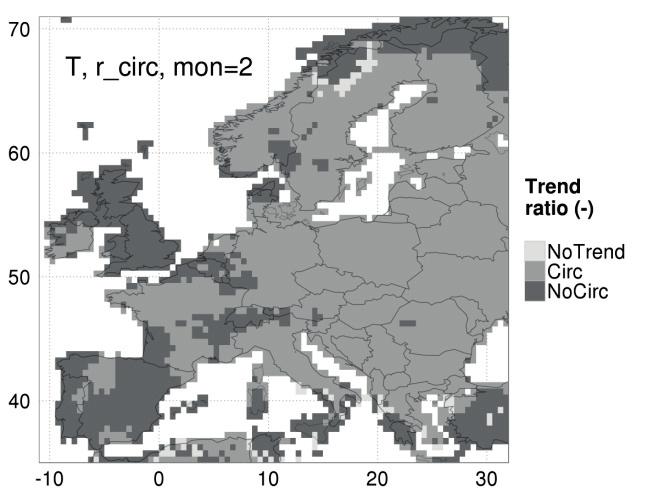 Recent trends in monthly temperature and precipitation patterns in Europe 135 Hypothetical trends t circ Monthly hypothetical temperature trends based on circulation type frequency resembled the