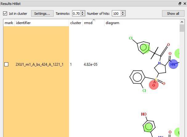 3. Right-click on features of the reference molecule in the 3D view to define pharmacophore points as shown in the image to the right.
