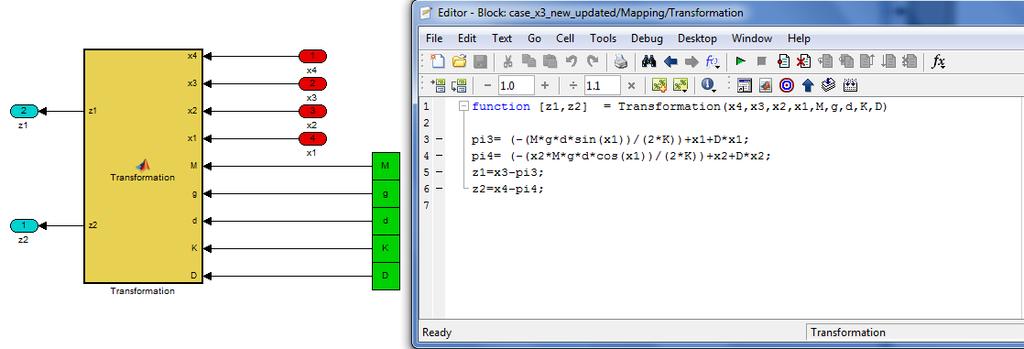 The Simulink model for the mapping functions is shown in