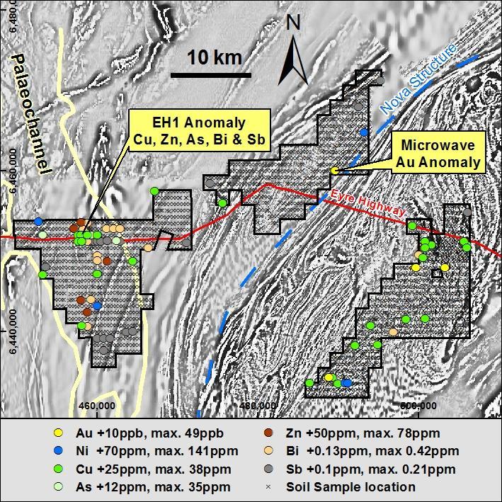 Regional Soil Sample Survey In late 2011/early 2012, Enterprise completed first-pass regional calcrete (1,744 samples) and bulk soil sampling (1,853 samples) across its Fraser Range project area on a