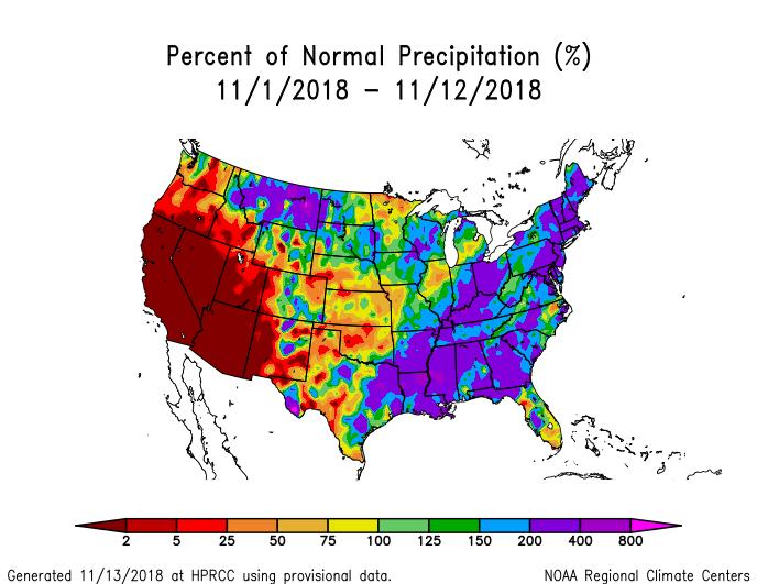 Weather We are almost half way through the month of November and for most of the eastern half of the country, rainfall has been abundant.