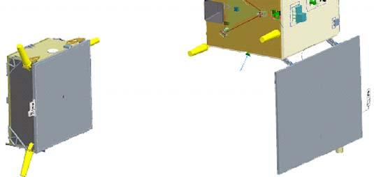 The placement of the VBS CHUs on the PRISMA spacecraft is illustrated in Figure, where the two standard CHUs are placed on the backside of the Main spacecraft.