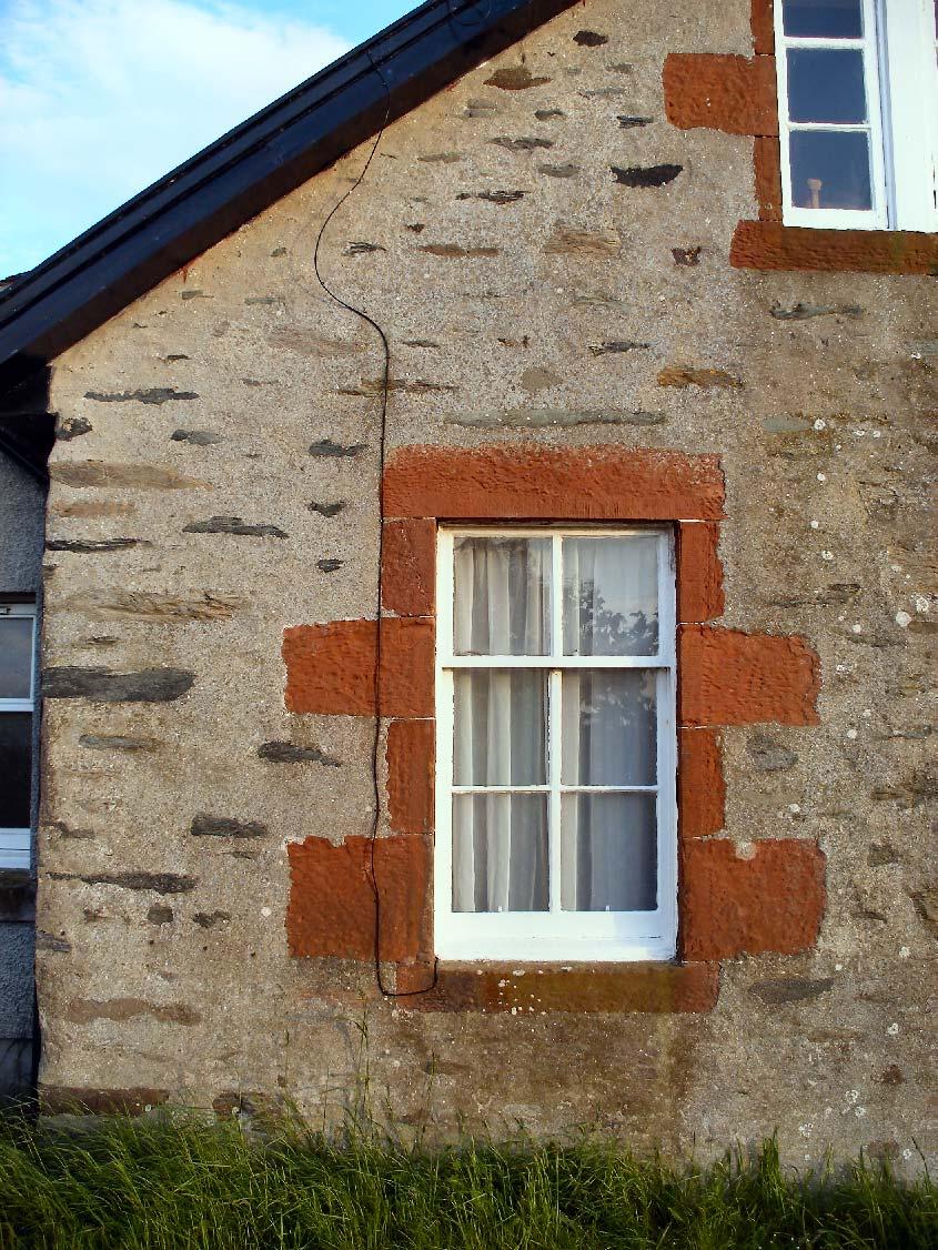 Fig. 10. Detail of house near St Ninian s Bay, constructed from random rubble walling and red sandstone dressings.
