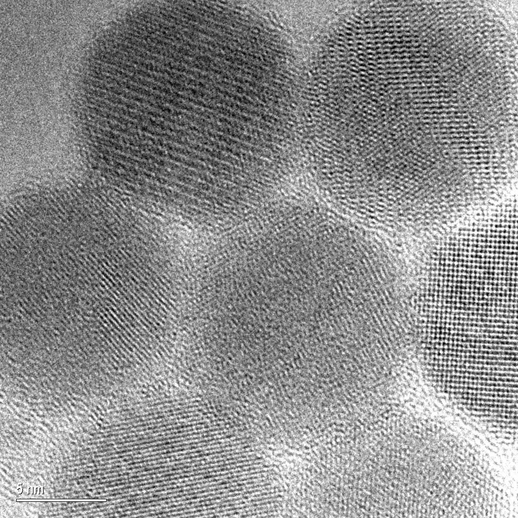 HRTEM image of 11 nm Iron oxide nanocrystals 5 nm Each