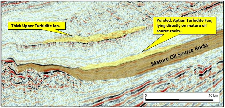 Large scale turbidite Leads are seen in several Fairways at several geological levels. Some of the Fairways cover over 2,500 km².