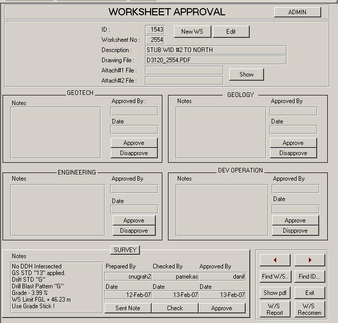 2.3 Daily Blast Report Automation Worksheet Approval Form At every shift end, the UG Operation superintendent will record all of the tunnel advancement blasting performed The amount of tunnel