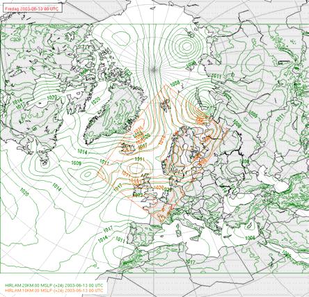 DNMI 20 km and 10 km HIRLAM areas DNMI HIRLAM verification scores: (1) 20 km with ECMWF boundaries, (2) 10 km with 20 km HIRLAM boundaries and (3) 10 km with ECMWF boundaries Developments of HIRLAM