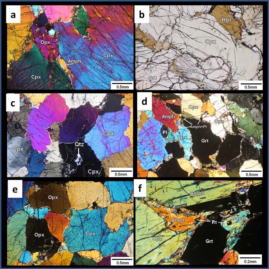 Fig. 4.4 Photomicrographs from pyroxenite (a-e) and ultramafic rock (f): (a) Pyroxenite shows primary magmatic cumulus texture.