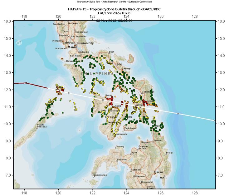 Estimated storm surge HAIYAN Typhoon Storm Surge SituaDon published 4/11/2013 (- 4 days before strucking)