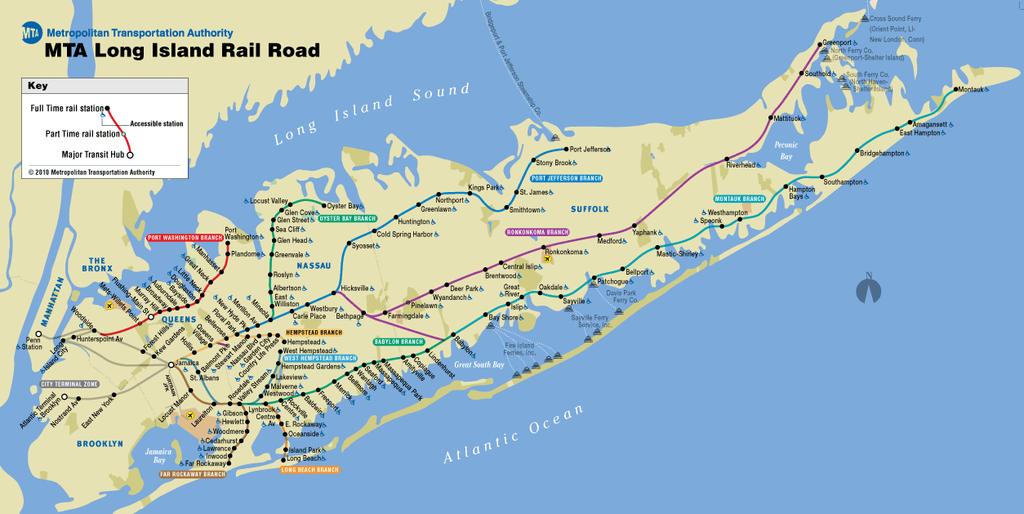 LIRR Overview Map - Service Area Over 180 years of service - Chartered in 1834 Operating 24/7, averaging 298,429 customers each weekday on 740 daily