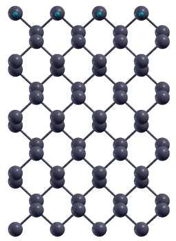 The edges are passivated with hydrogen atoms represented by small blue balls. Both the structures contain four As-As rings in width and hence are denoted as (a) 4-aANR and (b) 4-zANR.